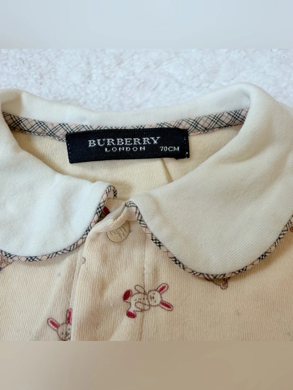 Burberry Baby Girl Rompers Long Sleeve 6-12m Bear Cotton Authentic Nova Check